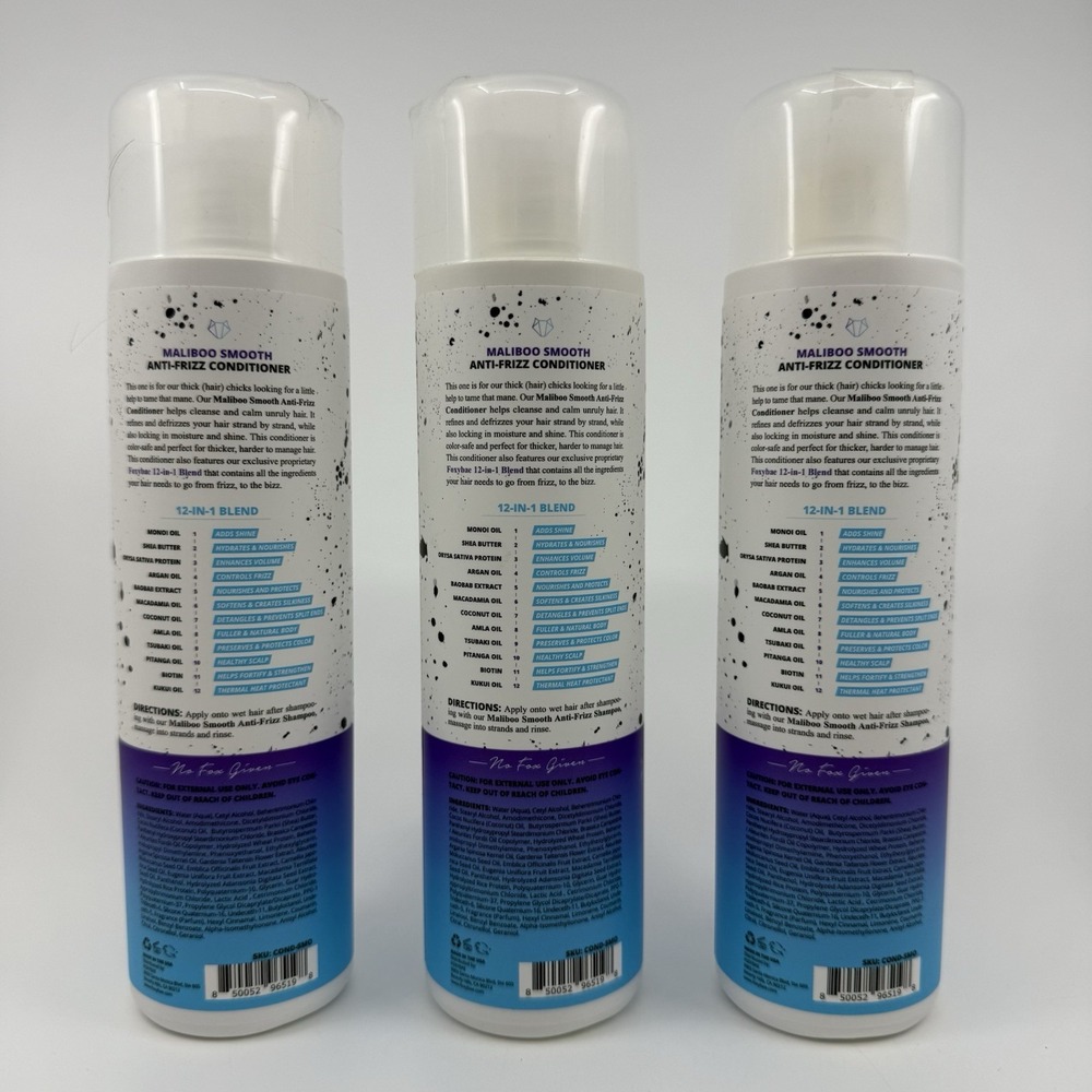 FoxyBae 3 PACK Maliboo Smooth Anti Frizz Conditioner 12 oz Exp 07/2027 SEALED - Picture 3 of 3